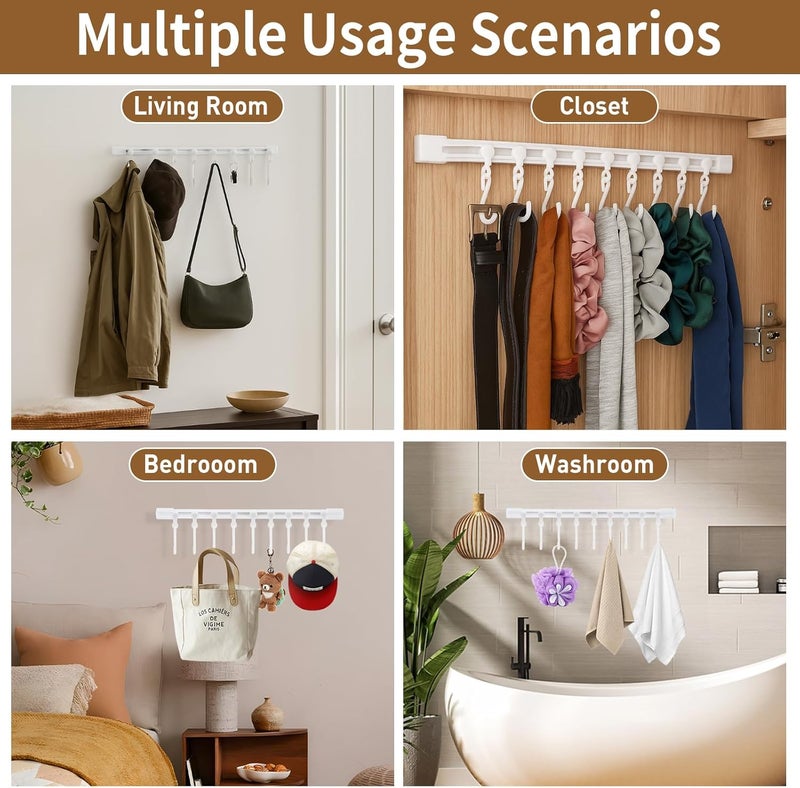 FUYAHA Kitchen Utensil Hanging Rack - Hooks for Kitchen Utensils, No Drilling Wall Mounted Utensils Holder, Kitchen Rail Rack with 10 Hooks Hanger for Bedroom Bathroom (Pack of 4) - Image 5